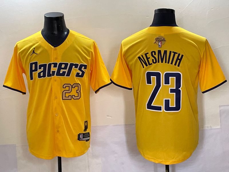Men 2025 Indiana Pacers #23 Nesmith Yellow Joint Name NBA Jersey style 10
